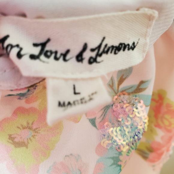 FOR LOVE AND LEMONS LOUISA DOUBLE TIE FRONT FLORAL SEQUIN MAXI DRESS SIZE LARGE - Picture 2 of 16